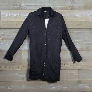 NWT Zara Shoulder Pads Mini Black Animal Print Dress